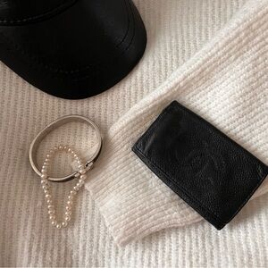 Vintage Chanel Black Leather Key Holder